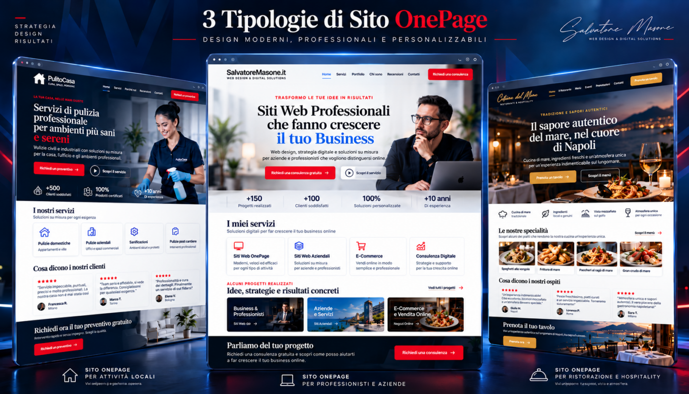 Sito OnePage professionale: la soluzione semplice per presentare e far crescere la tua attività online